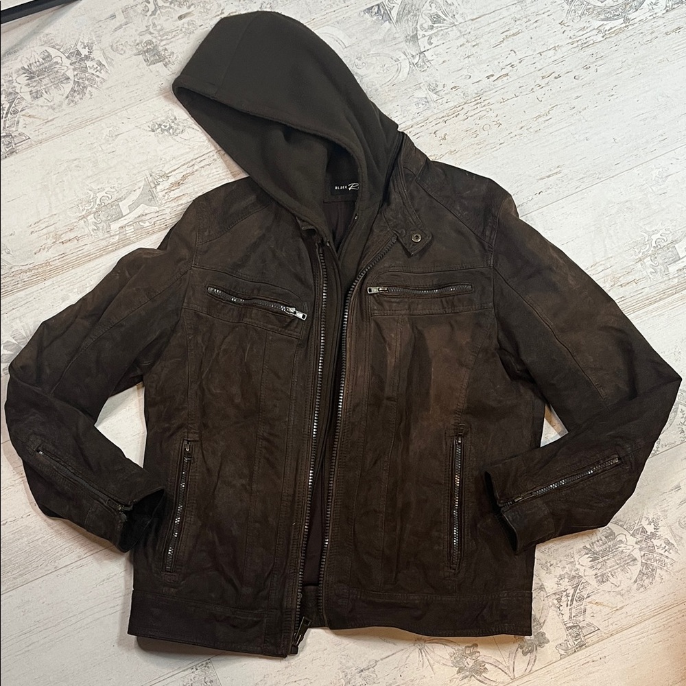 Black Rivet Brown Genuine Leather Jacket Size Medium